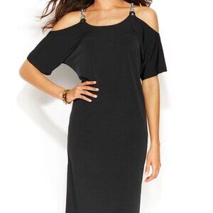 Michael Kors Chain-Strap Cold-Shoulder Dress S